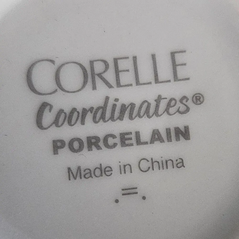 Corelle Coordinates Porcelain Coffee Mugs Gray Tan Stripe Set of 4